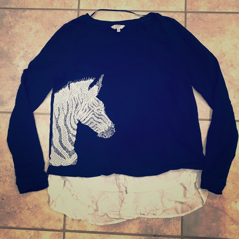 Navy Blue Crown & Ivy Preppy long sleeve sweater